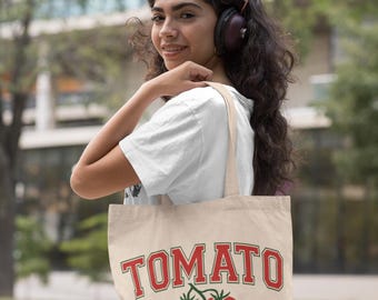 Tomato Girl Cotton Tote Bag: Farmer's Market, Herb Garden Gift