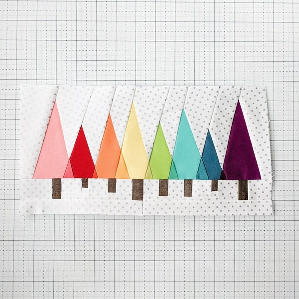 Rainbow Forest Foundation Paper Piecing Quilt Block Pattern || Modern Christmas Digital Download