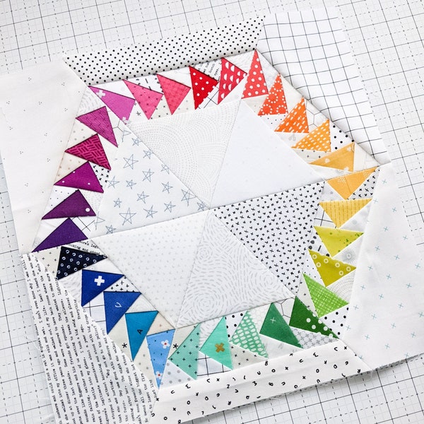 Geo Hexie Foundation Paper Piecing Pattern || Geometric Hexagon Digital FPP Modern Quilt Block Pattern