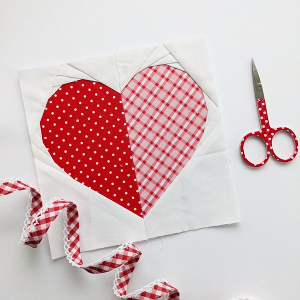 Classic Heart Foundation Paper Piecing Pattern with Five Sizes Included || FPP Digital Quilt Block Pattern
