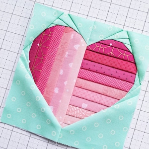 Mod Heart Foundation Paper Piecing FPP Pattern || Striped Heart Quilt Block pattern in three sizes