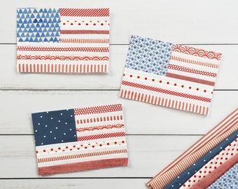 Bloco de patchwork com base em papel da bandeira americana || Download do molde digital em PDF em três tamanhos