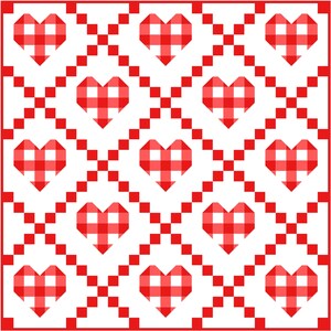 Farmhouse Hearts PDF Quilt Pattern Plaid Hearts Easy Modern Quilt image 3