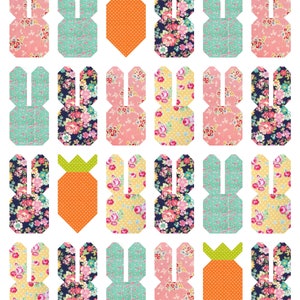 Easter Parade PDF Quilt Pattern in two sizes: Mini Quilt and Throw Quilt || Easy Spring Quilt