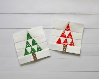 Mod Tree Foundation Paper Piecing Quilt Block Pattern || Modern Christmas quilt pattern || Digital download FPP Pattern