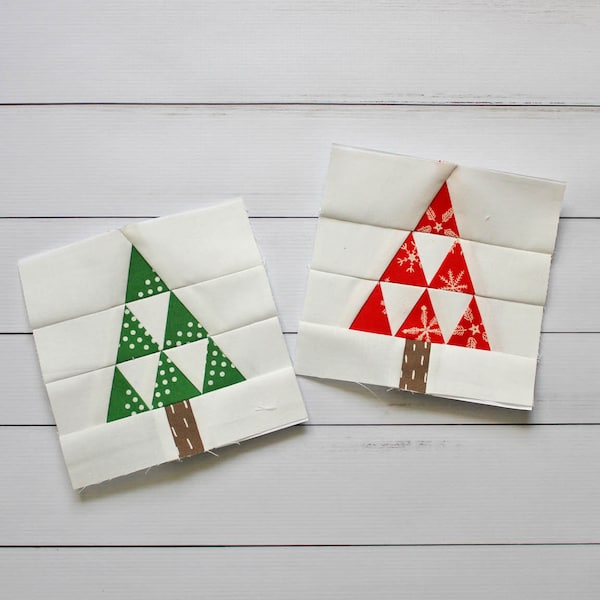 Mod Tree Foundation Paper Piecing Quilt Block Pattern || Modern Christmas quilt pattern || Digital download FPP Pattern