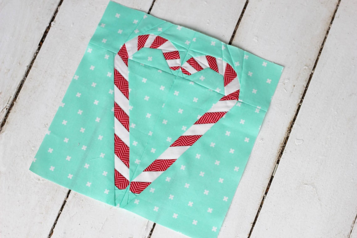 Candy Cane Heart Paper Pieced FPP PDF Pattern Etsy