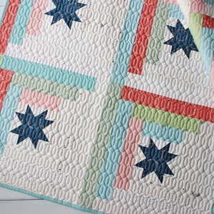 Star Cabins PDF Quilt Pattern in Three Sizes Easy, Jelly Roll Log Cabin Pattern image 1