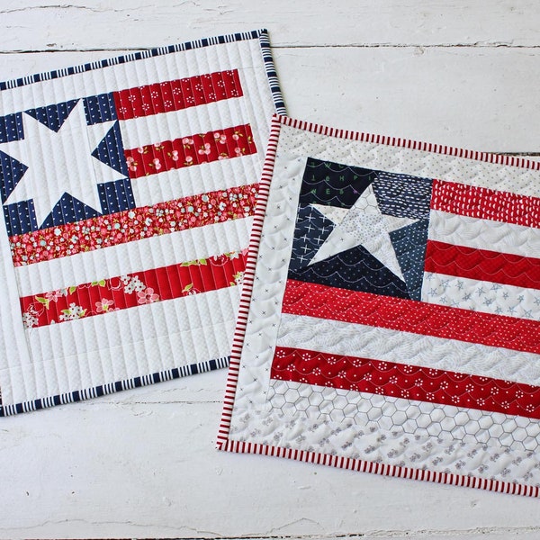 Star Spangled Mini Quilt PDF Pattern with Two Star Block Options