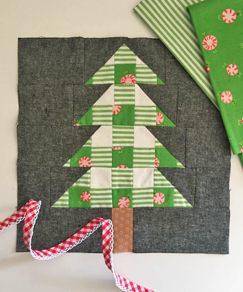 Farmhouse Christmas PDF Quilt Pattern Plaid Christmas Trees Easy Modern Quilt image 5