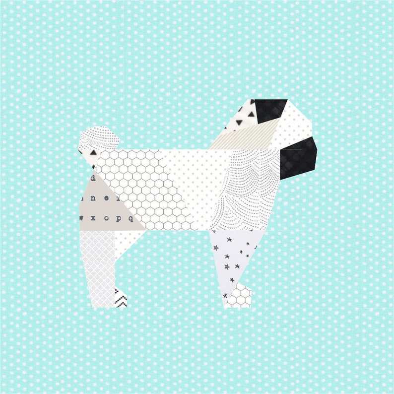 Mimi the Pug Paper Pieced PDF Quilt Block Pattern image 3