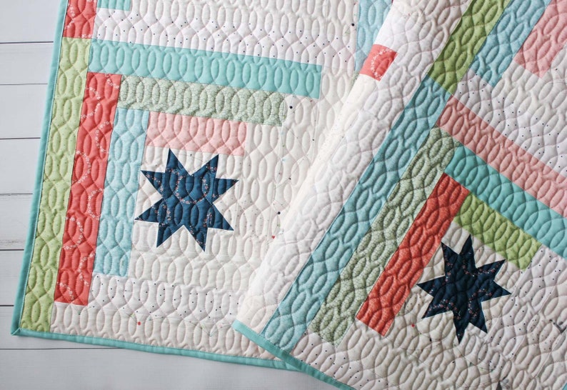 Star Cabins PDF Quilt Pattern in Three Sizes Easy, Jelly Roll Log Cabin Pattern image 2