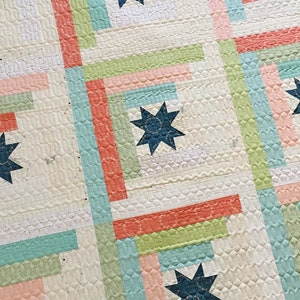 Star Cabins PDF Quilt Pattern in Three Sizes Easy, Jelly Roll Log Cabin Pattern image 3