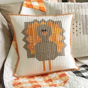 Gobble Gobble Turkey Pillow Cover || Fall Quilted Pillow Cover PDF Pattern