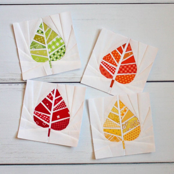 Geometric Leaf Foundation Paper Piecing FPP Quilt Block Pattern (PDF Download) || Modern Fall Quilting Pattern ||