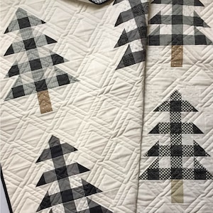 Farmhouse Christmas PDF Quilt Pattern Plaid Christmas Trees Easy Modern Quilt image 2