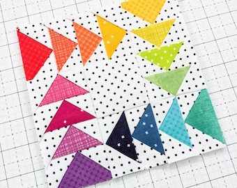 Patrón de bloque de colcha en PDF para patchwork con base de papel "Gansos va girando" // Patrón de colcha FPP "Gansos voladores modernos"