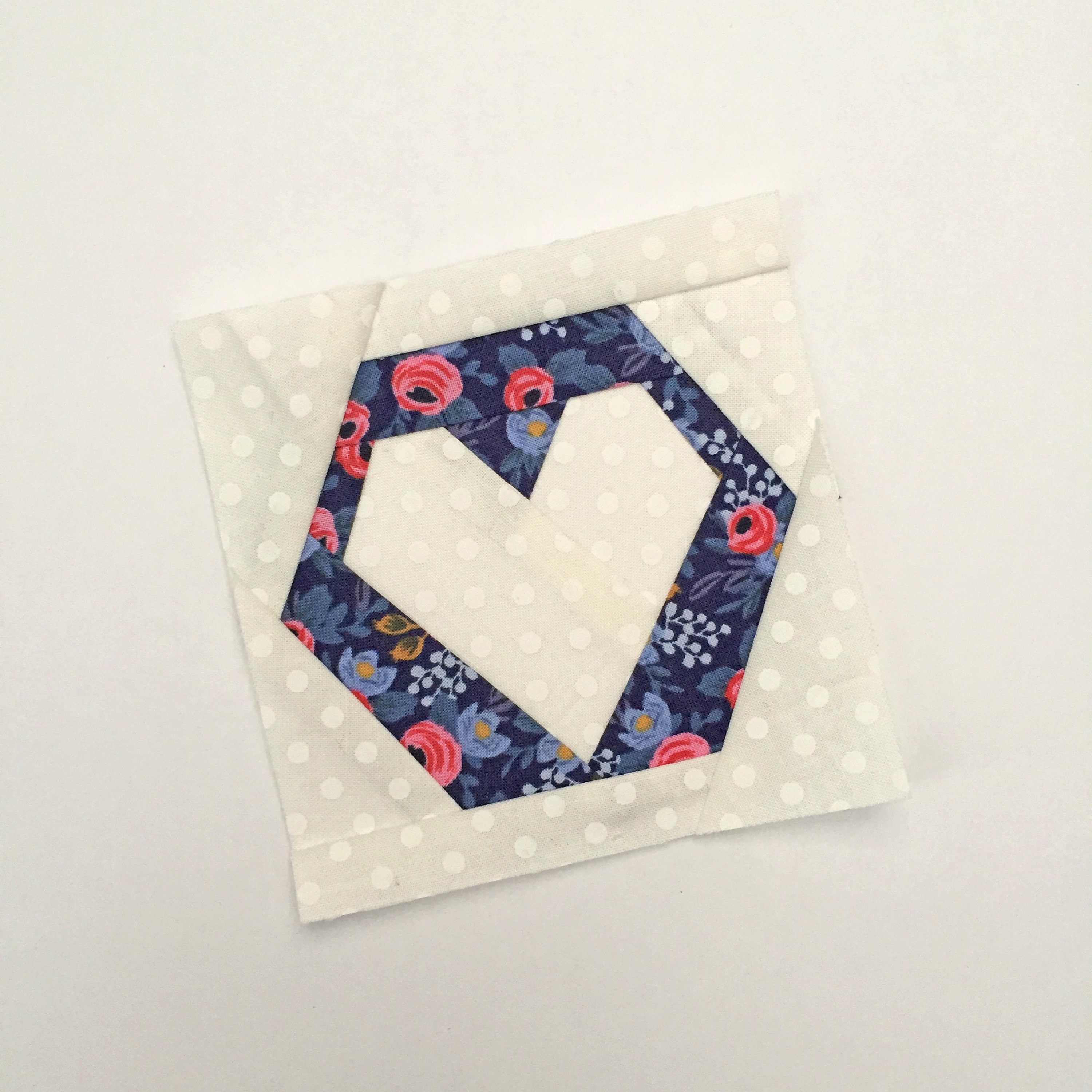 Hexie Heart Foundation Paper Piecing (FPP) Quilt Block Pattern ...