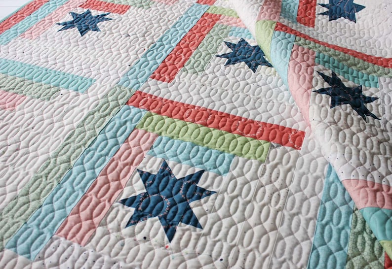 Star Cabins PDF Quilt Pattern in Three Sizes Easy, Jelly Roll Log Cabin Pattern image 4