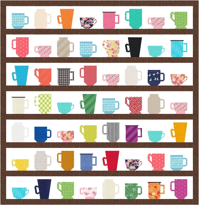 Mugs Quilt PDF Pattern Modern Throw Quilt Pattern image 5