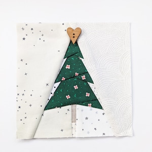 Modello di carta per patchwork "Pine Tree Foundation" // Modello di blocco per quilt digitale moderno FPP "Albero di Natale"