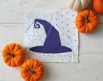 Witch's Hat Foundation Paper Pieced FPP Quilt Block Pattern || Halloween Quilt || Modern Quilt Pattern