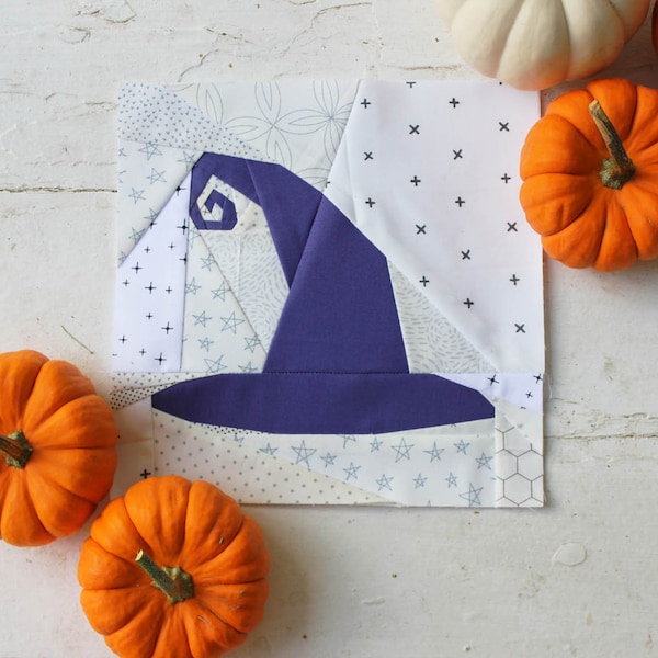 Witch's Hat Foundation Paper Pieced FPP Quilt Block Pattern || Halloween Quilt || Modern Quilt Pattern