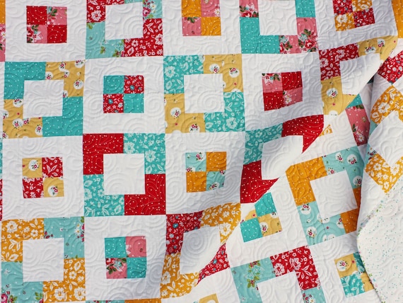 Market Square Quilt Pattern Easy Jelly Roll Quilt Pattern in Three Sizes Baby Quilt Throw Quilt and Twin Quilt Etsy
