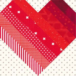 Striped Heart Foundation Paper Pieced FPP Pattern Modern Heart Quilt Block Pattern image 4