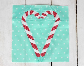 Candy Cane Heart Paper Pieced (FPP) PDF Pattern