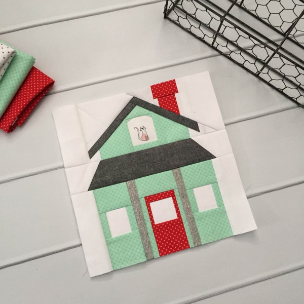 Farmhouse Foundation Paper Piecing FPP Quilt Block Pattern || Modern house quilt block || Santa's Workshop || Haunted Halloween House