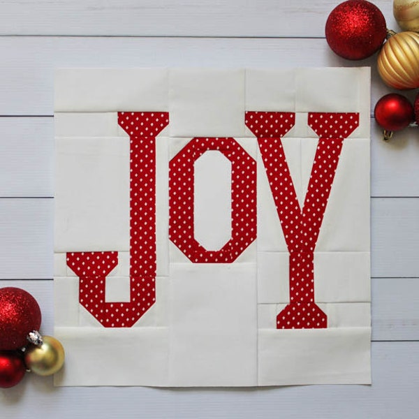 JOY Foundation Paper Pieced PDF Quilt Block Pattern || Christmas Quilt Pattern