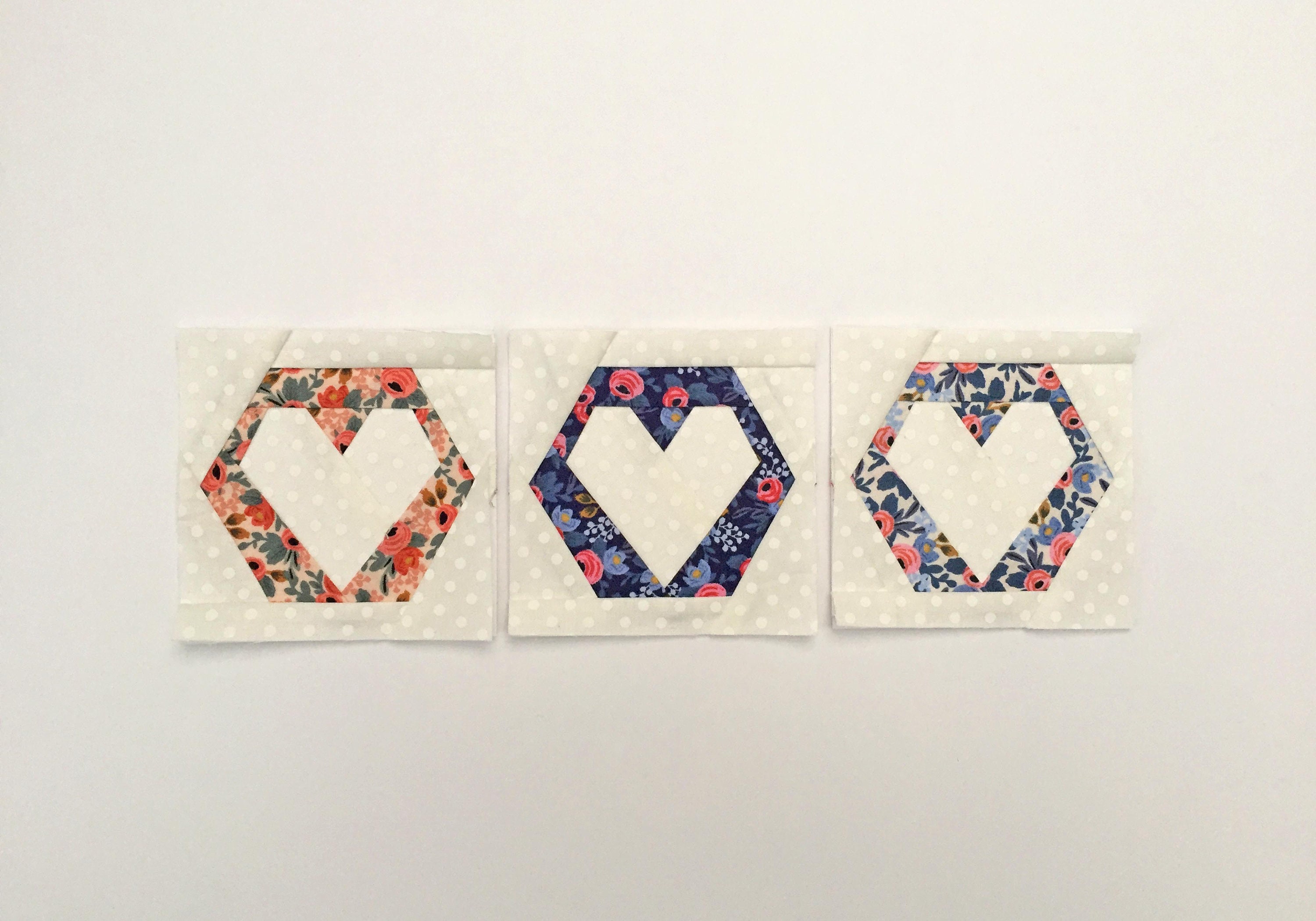 Hexie Heart Foundation Paper Piecing (FPP) Quilt Block Pattern ...