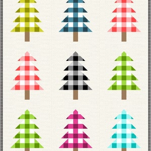 Farmhouse Christmas PDF Quilt Pattern Plaid Christmas Trees Easy Modern Quilt image 6