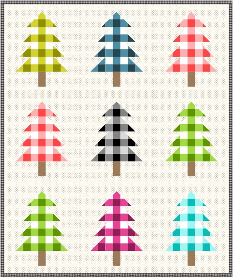 Farmhouse Christmas PDF Quilt Pattern Plaid Christmas Trees Easy Modern Quilt image 6