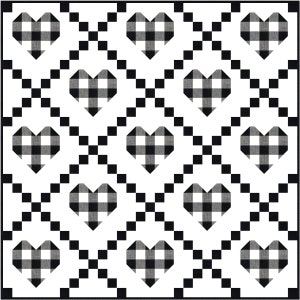 Farmhouse Hearts PDF Quilt Pattern Plaid Hearts Easy Modern Quilt image 2