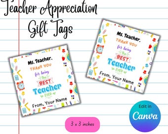 Editable Teacher Appreciation Gift Tags