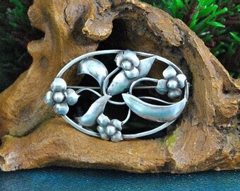 Vintage Esther Lewittes Sterling Silver Floral Brooch, 1950s Studio Art