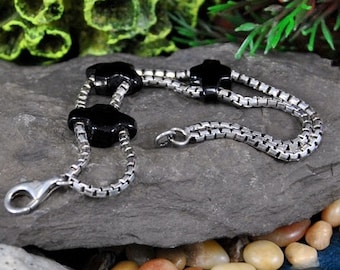 Robert Lee Morris Sterling Onyx Cross Bracelet, Vintage RLM Studio