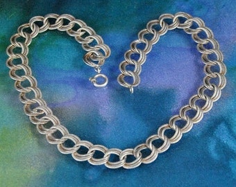 Vintage Reversible Sterling Silver Curb Link Necklace, Portugal