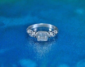 John Hardy Sterling Silver Zircon Ring, Princess Cut, Size 10