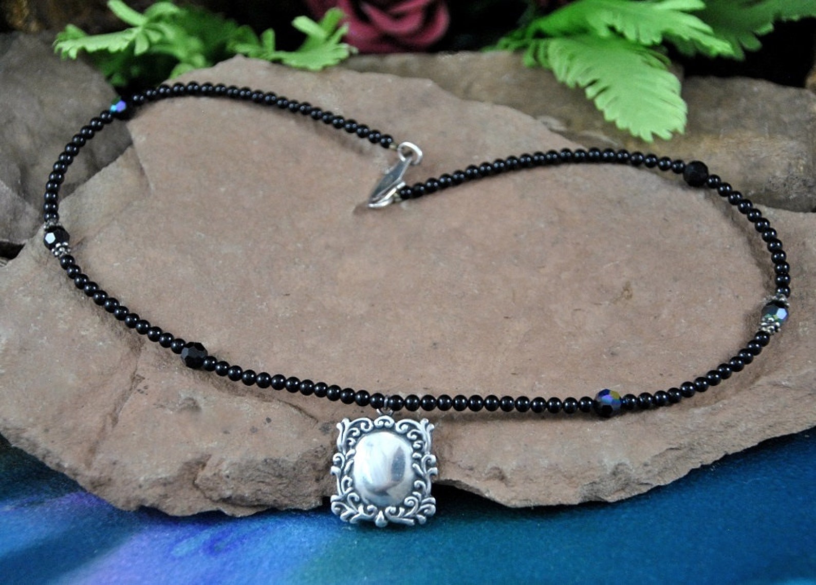 Foreé Luggage Tag Necklace // Art Nouveau Style Embossed Etsy