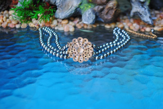 Vintage 1950s Gray Faux Pearl Choker: Haskell Sty… - image 3