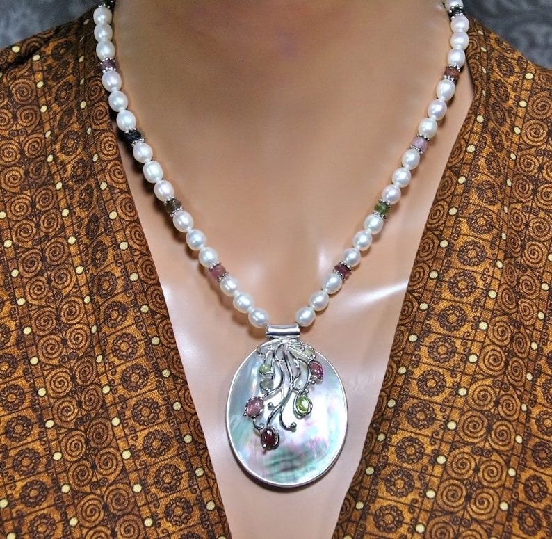 mother of pearl necklace amazon