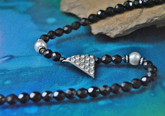 Miriam Haskell Necklace // Black Faceted Beads, P… - image 2