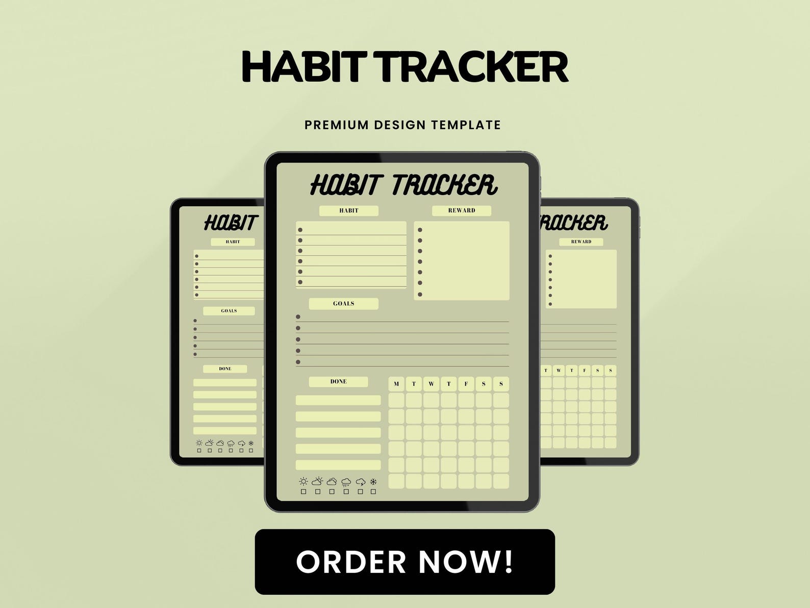 Green Habit Tracker Printable PDF – Minimalist Daily Planner for Goal ...