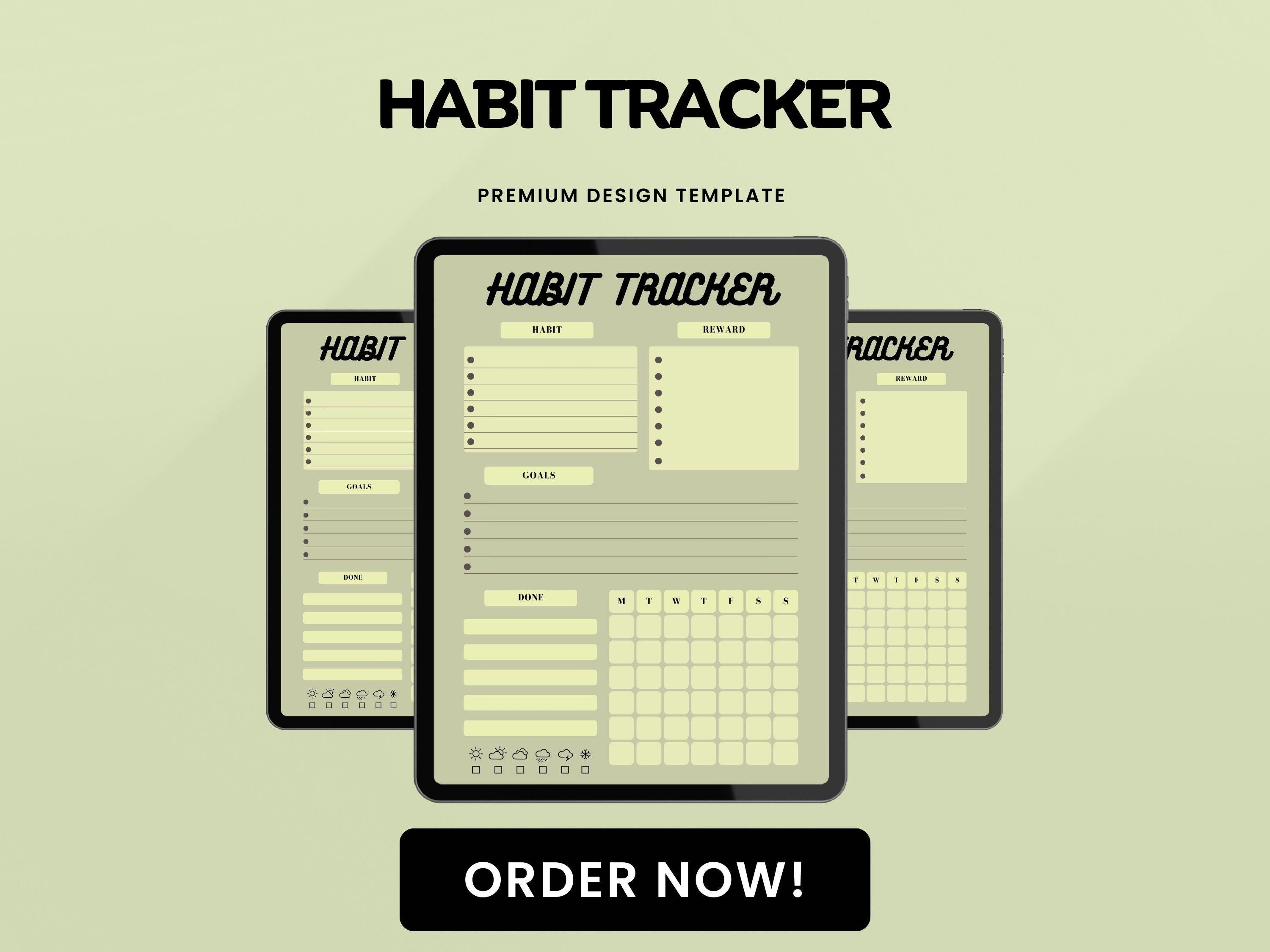 Green Habit Tracker Printable PDF – Minimalist Daily Planner for Goal ...