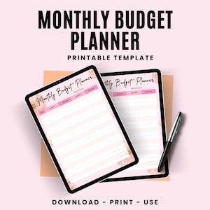 Beige Monthly Budget Planner Printable PDF - Ultimate Digital Planner for Efficient Expense & Income Tracking, Financial Organization