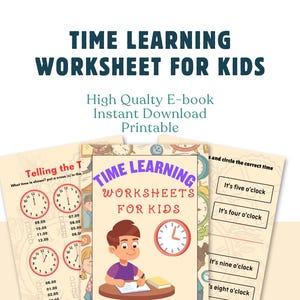 Feuilles d'exercices imprimables pour l'heure pour les enfants - Apprendre à lire l'heure, apprentissage préscolaire, activités d'horlogerie à la maison, PDF éducatif