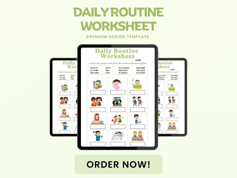 Printable Multi-colored Daily Routines Worksheet | Morning & Evening ...